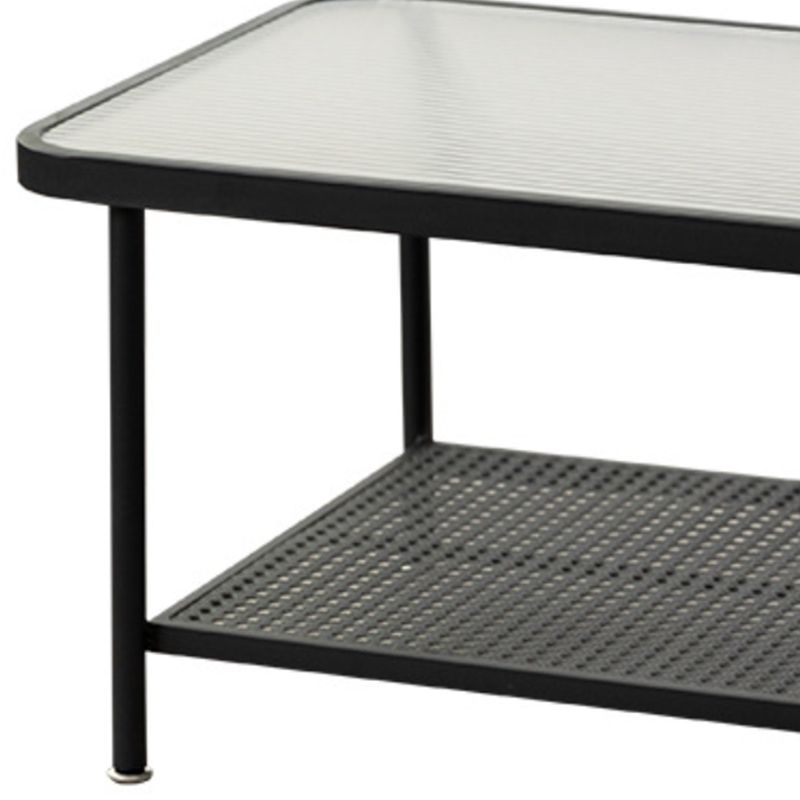 Eigentijdse rechthoekige salontafel met glazen blad en 1 plank