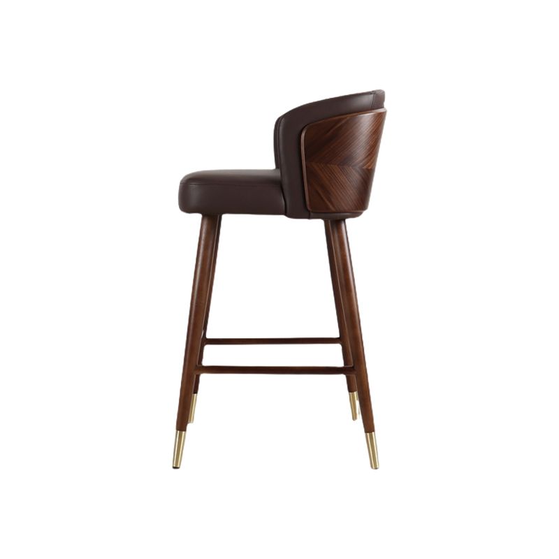 Scandinavian Solid Wood Bar Stool Backrest Counter Stool in Brown
