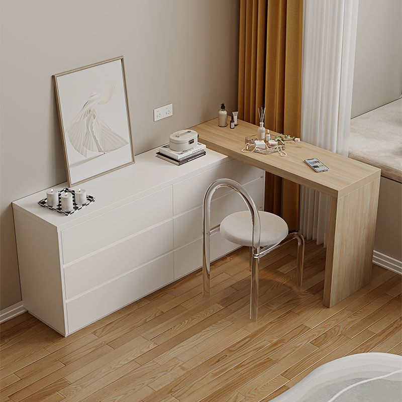 15,74 "tavolo da banco per trucco bianco di vanità largo con 6 cassetti