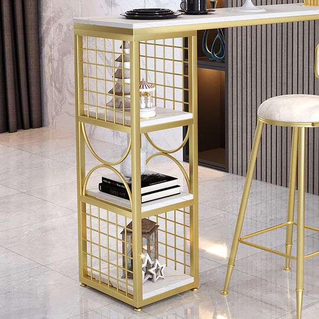 Eigentijdse dubbele pedestal patio balk tafel indoor stenen bistro bars tafel met opslag