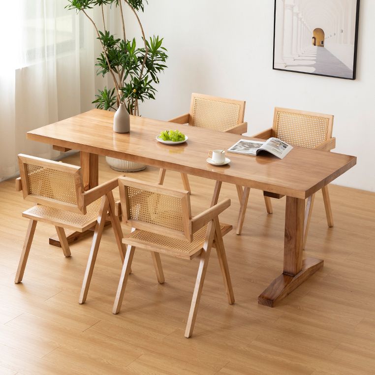 Rectangle Pine Wood Table Modern Double Pedestal Dining for Restaurant Clearhalo ' dining_table' 'Dining Tables & Seating' 'Dining Tables' 'furn' 'furn_dining_table' 'Furniture' 'furniture_dining_table' 'Kitchen & Dining Furniture' 'kitchen&dining_furn' 'kitchen' 'kitchen_dining_table' 1200x1200_dfdacdb9-d0ad-4519-bd0b-79ee003a3bba