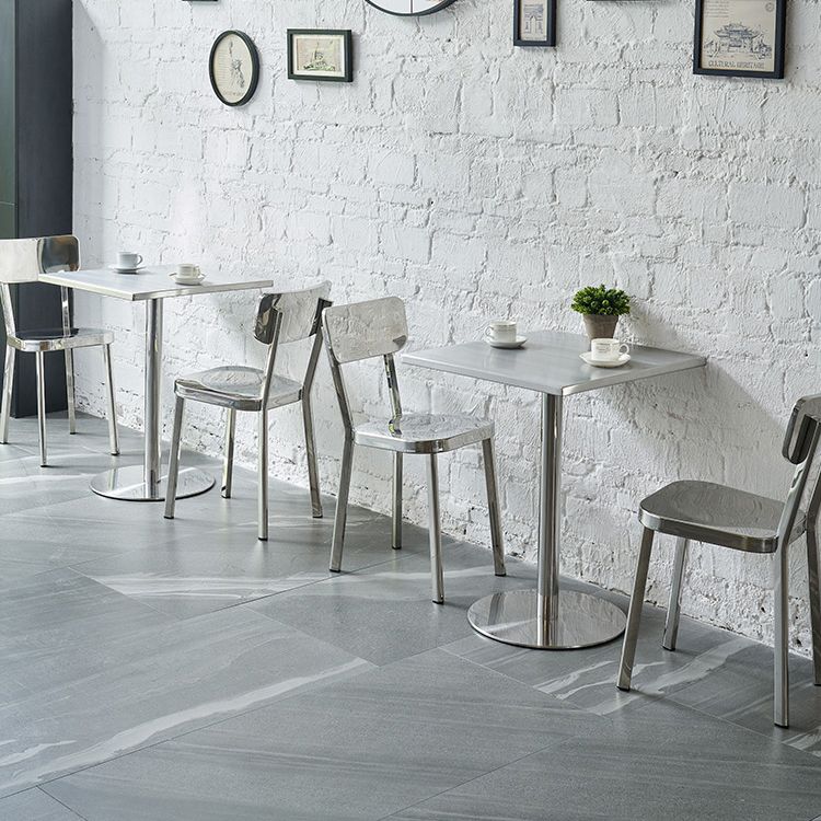 Industrial Square Dining Table Stainless Steel Table with Pedestal Base Clearhalo ' dining_table' 'Dining Tables & Seating' 'Dining Tables' 'furn' 'furn_dining_table' 'Furniture' 'furniture_dining_table' 'Kitchen & Dining Furniture' 'kitchen&dining_furn' 'kitchen' 'kitchen_dining_table' 1200x1200_dfdad2d4-f9ef-45e6-a089-7d068e795325