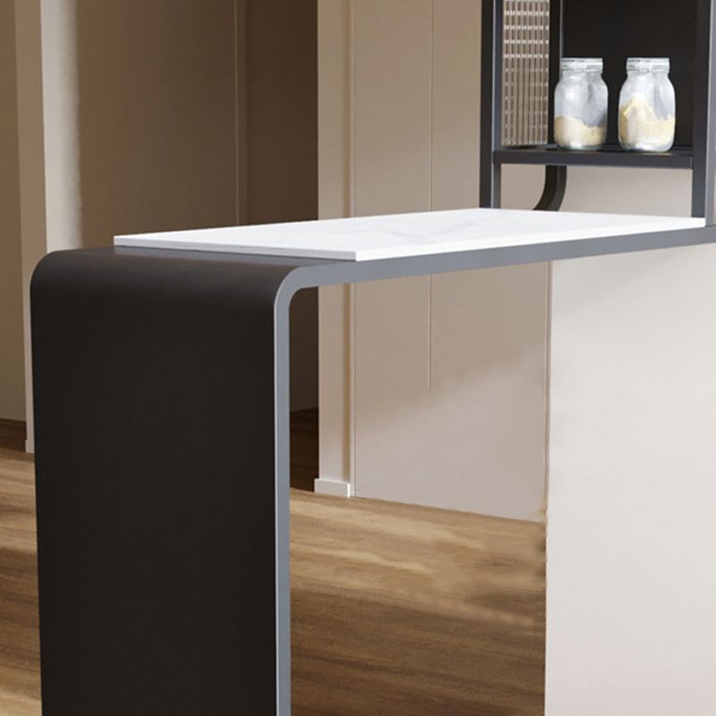 Stone Bar Dining Table Traditional Luxury Rectangle Bar Table with Pedestal Base