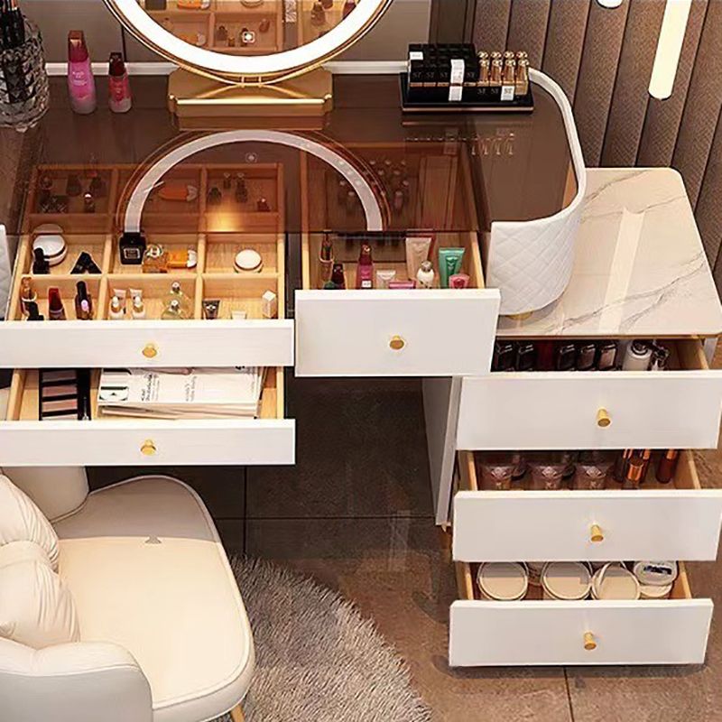 15.74" Wide Vanity Desk with 5/6 Storage Drawers Glam Glass Dresser