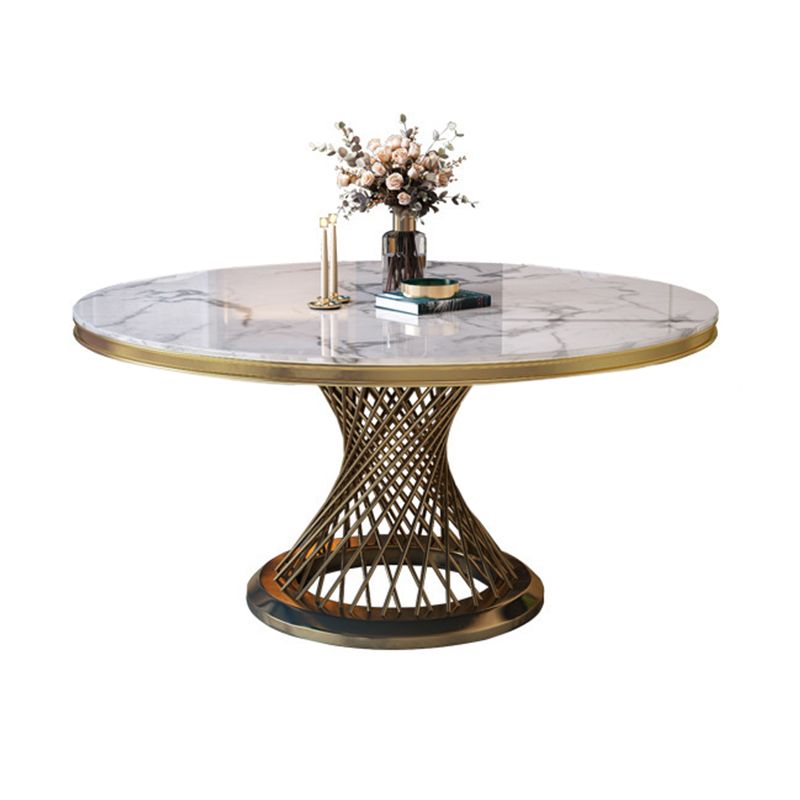 Modern Round Dining Table Steel Base Pedestal Table for Home Kitchen Clearhalo 'Dining Tables & Seating' 'Dining Tables' 'dining_table' 'furn' 'furn_dining_table' 'Furniture' 'Kitchen & Dining Furniture' 1200x1200_dfdff230-7424-46e2-b16e-fa56e7373035