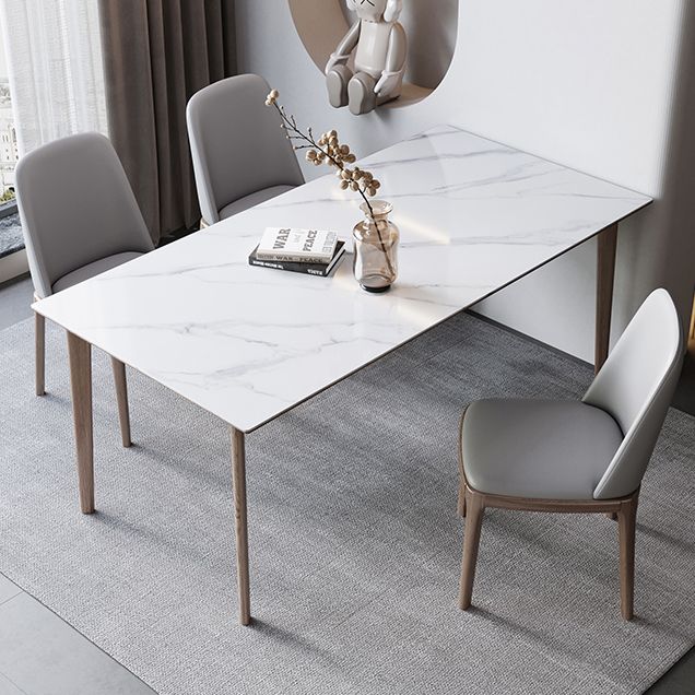 Juego de comedor de piedra sinterizada estilo diseñador, juego de mesa rectangular de 1/3/4/5/7 piezas