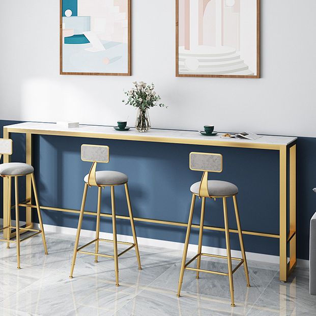 Trestle Rectangle Counter Height Dining Table White and Gold Counter Table Clearhalo 'Bar Furniture' 'Bar Tables' 'bar_tables' 'furn' 'furn_bar_tables' 'Furniture' 'furniture_bar_tables' 'Kitchen & Dining Furniture' 'kitchen&dining_furn' 'kitchen' 1200x1200_dfe30865-9942-45db-9b6f-5cecc38f4cfb