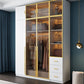 Gabinete de almacenamiento de dormitorio con puertas de vidrio marrón gabinete de puerta con bisagras contemporáneas