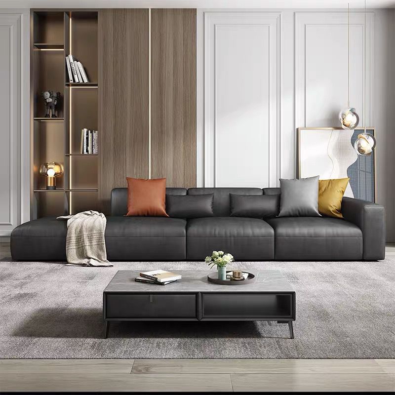 Contemporary Black Leather Sofa Tight Back Settee for Bonus Room Clearhalo 'furn' 'furn_sofas' 'Furniture' 'Living Room Furniture' 'Sofa' 'sofas' 1200x1200_dfe42e96-6a6c-41f5-add7-17091c46fd28
