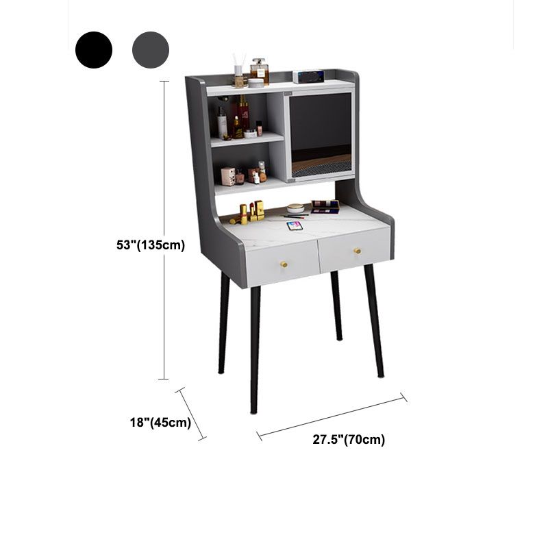 Zeitgenössischer Stein -Top -Waschtisch mit Aufbewahrung in Schwarz/Grau