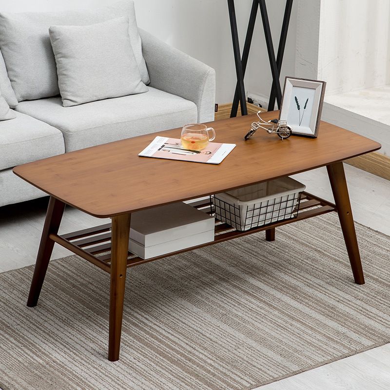 Modern Bamboo Wood/walnut Ribbon Storage Space Rectangular Coffee Table Clearhalo 'Coffee & Accent Tables' 'Coffee Tables' 'coffee_tables' 'furn' 'furn_coffee_tables' 'Furniture' 'furniture_coffee_tables' 'Living Room Furniture' 1200x1200_dfe66cc0-9463-48d1-8b28-71d101f8cc9e
