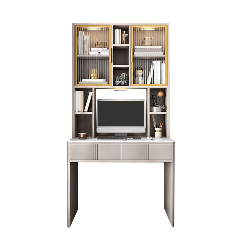 Bureau en pierre de style contemporain Bureau de forme rectangulaire Bureau de tâche en champagne / blanc