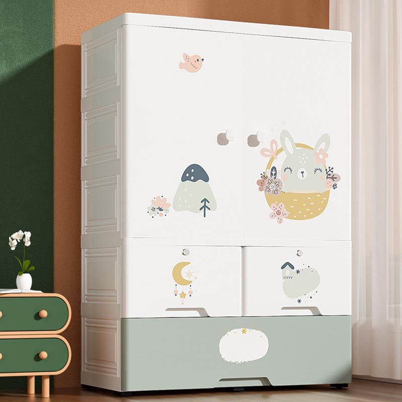 Weiße Plastikfamiliengarderobe 2 Türen Garderobenschrank für Zuhause