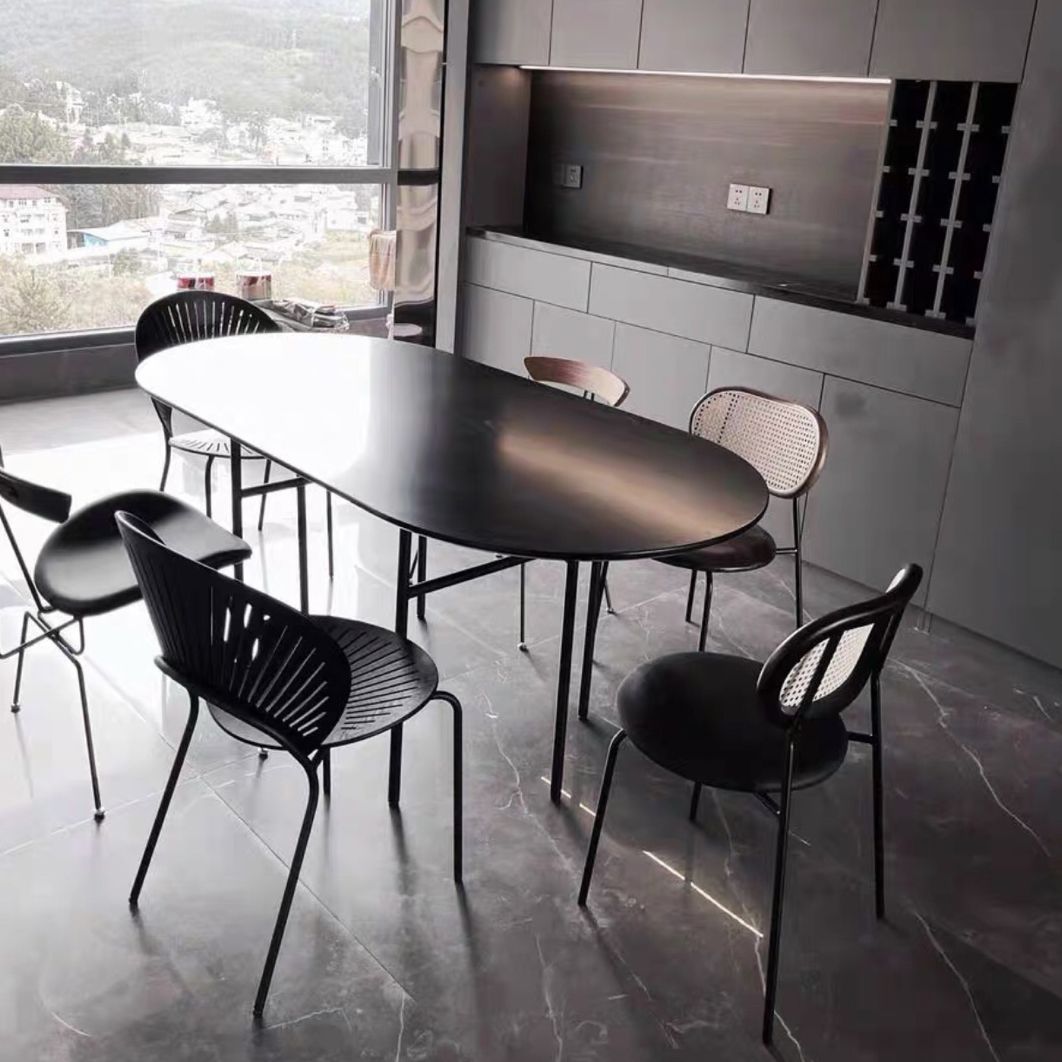 Oval Shape Minimalist Dining Table Wood Color Fixed Table with Solid Wood Clearhalo ' dining_table' 'Dining Tables & Seating' 'Dining Tables' 'furn' 'furn_dining_table' 'Furniture' 'furniture_dining_table' 'Kitchen & Dining Furniture' 'kitchen&dining_furn' 'kitchen' 'kitchen_dining_table' 1200x1200_dfe86f52-a3f2-491e-b5f9-d3350c39f544