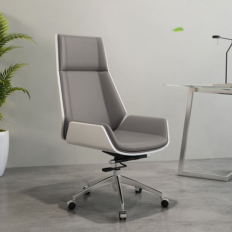 Chrome Metal Frame Modern Desk Chair with High Back Armless Executive Office Chair Clearhalo 'furn' 'furn_office_chair' 'Furniture' 'furniture_office_chair' 'Office Chairs' 'Office Furniture' 'office_chair' 1200x1200_dfe8f893-2e16-4d8a-b98f-26b4a7786fd8