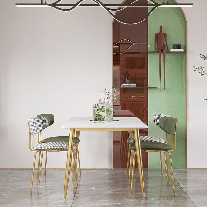 Scandinavian Sintered Stone Dining Table Set with Rectangle Table and Gold Legs Home Dining Set Clearhalo 'Dining Room Sets' 'Dining Tables & Seating' 'dining_room_set' 'furn' 'furn_dining_room_set' 'Furniture' 'furniture_dining_room_set' 'Kitchen & Dining Furniture' 'kitchen&dining_furn' 'kitchen' 1200x1200_dfecf5be-1eab-41be-998c-323d2a4c5d91