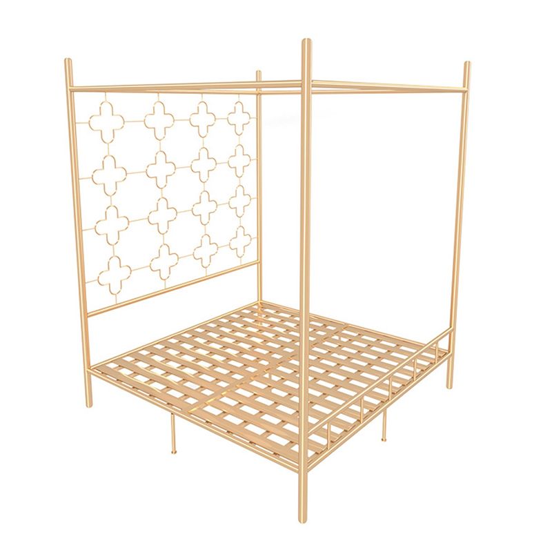 Metal Four Poster Bed con cabecera de marco abierto, cama estándar glamorosa