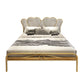 Metal Wire-Grid Bed Frame Upholstered Panel Bed with Heart-Shaped Headboard