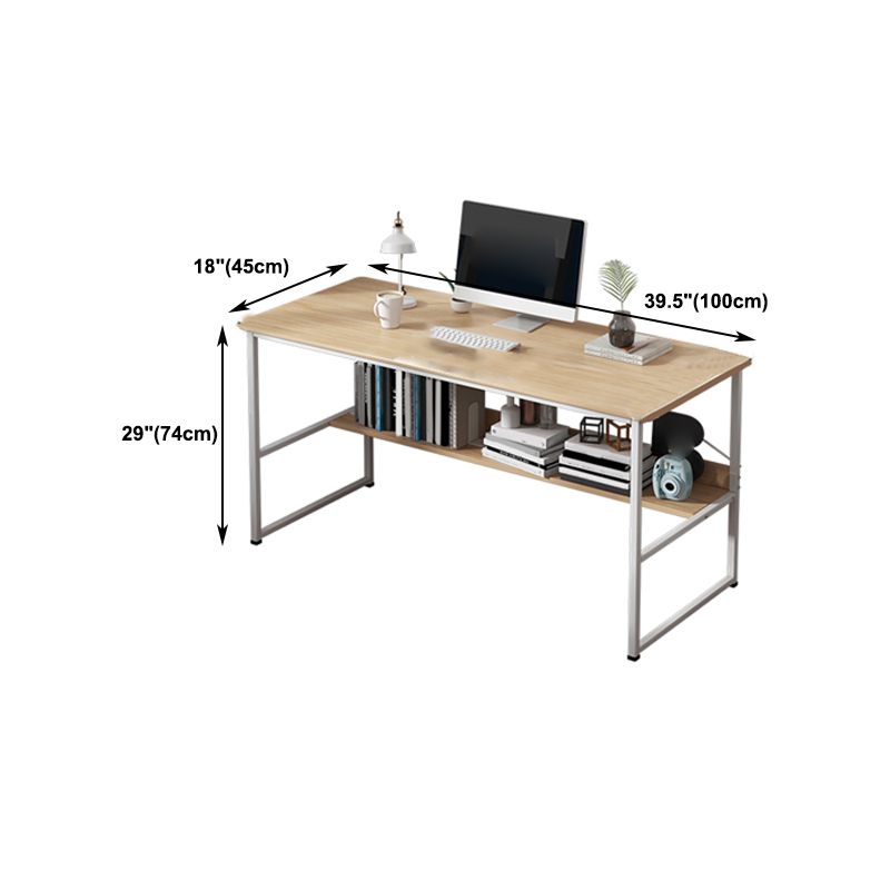 Metal and Wood Writing Desk Contemporary Corner Bedroom Office Desk with Bookshelf Clearhalo 'furn' 'furn_office_desk' 'Furniture' 'Office Desks' 'Office Furniture' 'office_desk' 1200x1200_dff1d4de-7095-47ec-80ac-ea16d9081f83