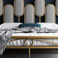 Upholstered Standard Bed Iron Bed Frame with Headboard and Metal Legs