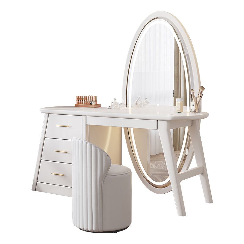 Glam ijdelheid make -upkruidtafel kruk set houten make -up ijdelheid set