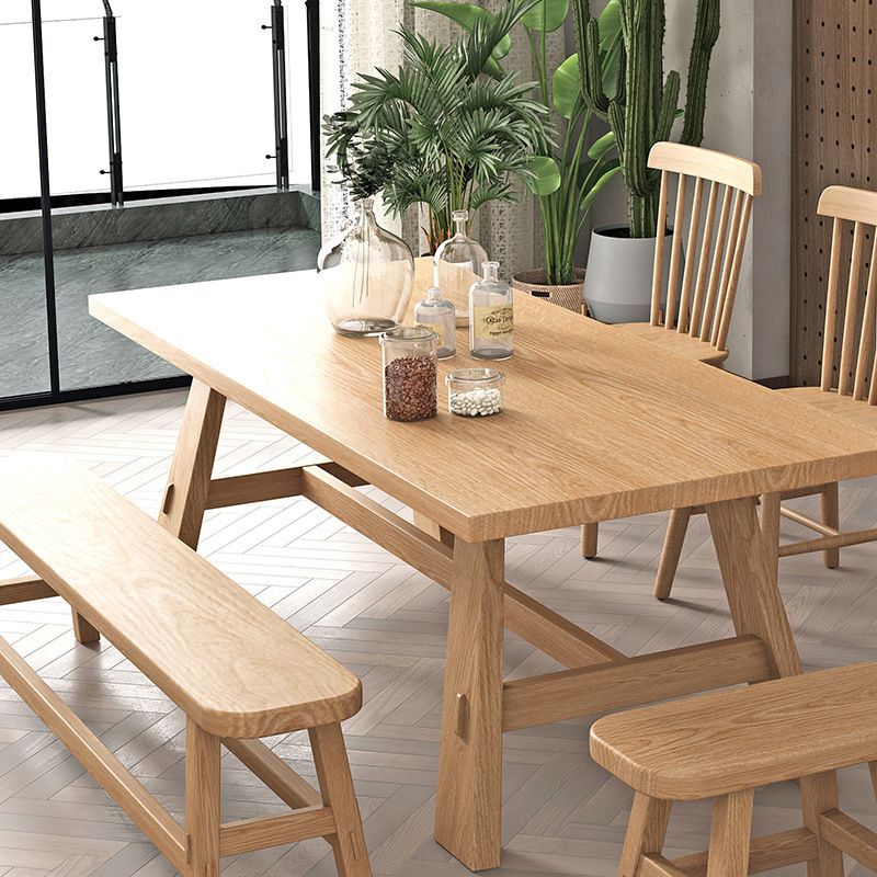 Solid Wood Rectangle Table Modern Dining Table in Nature with Trestle Base for Restaurant Clearhalo ' dining_table' 'Dining Tables & Seating' 'Dining Tables' 'furn' 'furn_dining_table' 'Furniture' 'furniture_dining_table' 'Kitchen & Dining Furniture' 'kitchen&dining_furn' 'kitchen' 'kitchen_dining_table' 1200x1200_dff48f81-0f3c-4752-bc38-12776eb2286b