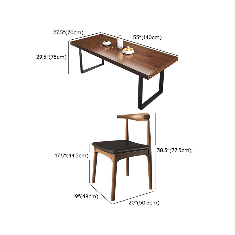 Set di tavoli da pranzo rettangolare industriale 1/4/5/7 PC Dinette in legno marrone