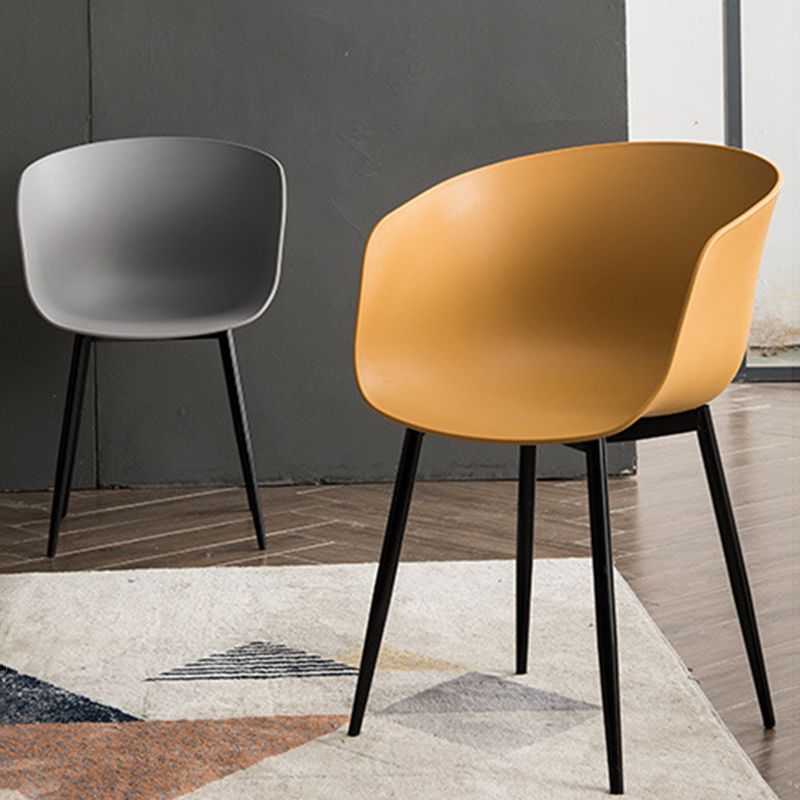 Nordic Style Arm Chair Plastic Home Side Chair with Black Legs 22"x22"x30.3" Clearhalo 'Dining Chairs' 'Dining Tables & Seating' 'dining_chair' 'Furniture' 'furniture_dining_chair' 'Kitchen & Dining Furniture' 1200x1200_dff8161e-1635-4569-bae3-45c0c26c17ba
