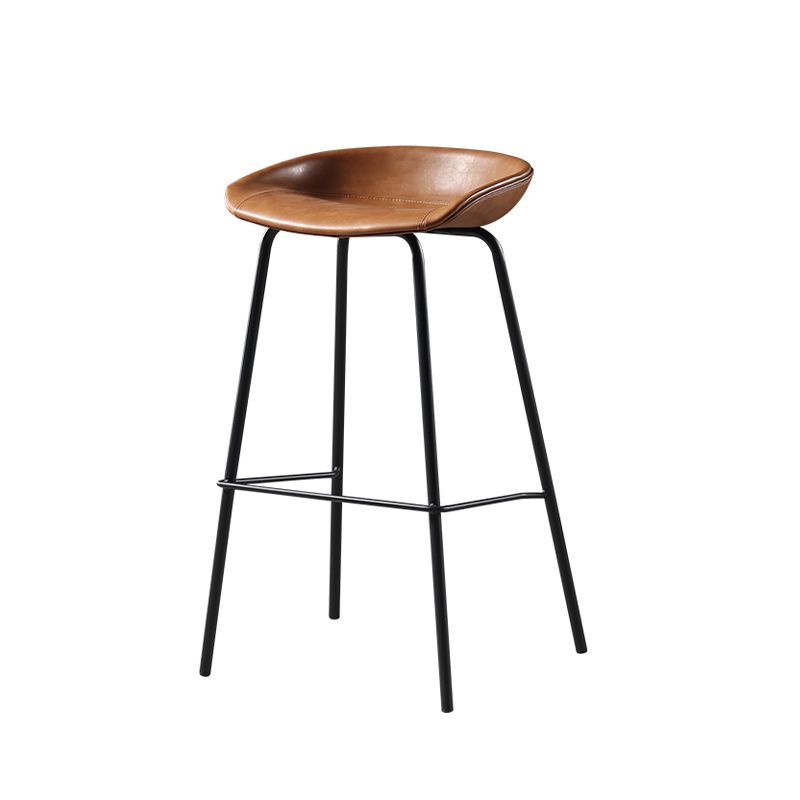 Contemporary Faux Leather Low Back Bucket Bar Stools with Metal Base Clearhalo 'Bar Furniture' 'Bar Stools' 'bar_stools' 'furn' 'furn_bar_stools' 'Furniture' 'Kitchen & Dining Furniture' 1200x1200_dff968cf-208b-4c9d-9cbb-753ad16ae879