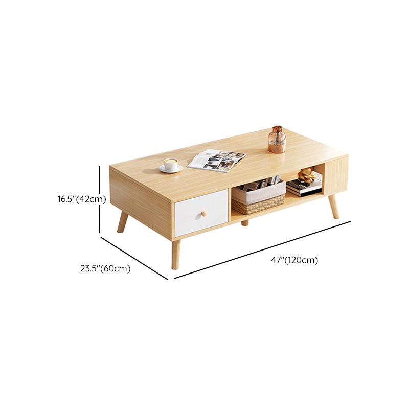 Rectangle Wood Coffee Table 4 Legs Single Coffee Table with Drawer Clearhalo 'Coffee & Accent Tables' 'Coffee Tables' 'coffee_tables' 'furn' 'furn_coffee_tables' 'Furniture' 'Living Room Furniture' 1200x1200_dff9a416-058c-4601-9d48-8c79208ea485