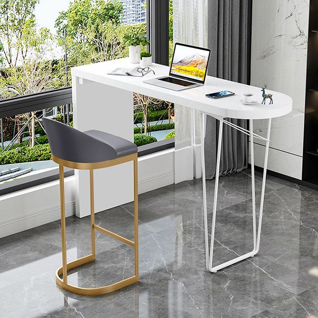 Solid Wood Bar Table Contemporary Bar Table with Sled Base in White Clearhalo 'Bar Furniture' 'Bar Tables' 'bar_tables' 'furn' 'furn_bar_tables' 'Furniture' 'furniture_bar_tables' 'Kitchen & Dining Furniture' 1200x1200_dffaa550-c683-4fe6-97d4-aac0f5bbf38e
