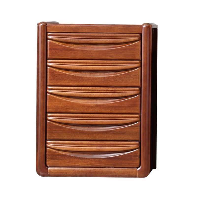 Cofre vertical de 16 "W cofre de almacenamiento marrón de madera maciza con 3/4/5 cajones