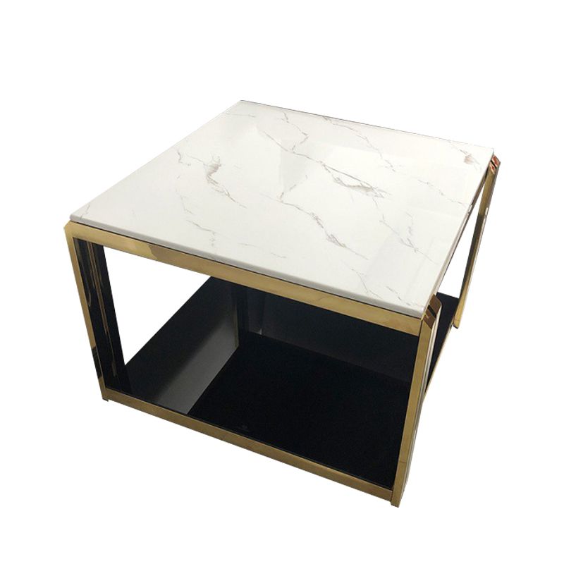 Tabella di estremità del blocco quadrata in acciaio inossidabile moderno tavolo da tavolo angolare in marmo laterale
