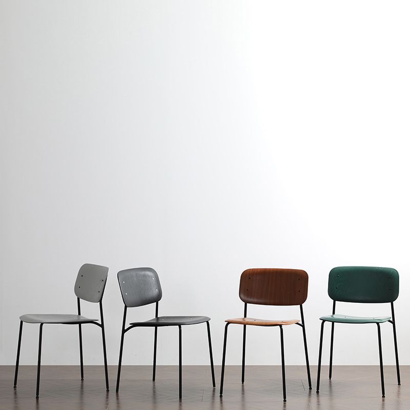 Nordic Wooden Dining Chair with Metal Base 31"H Open Back Dining Side Chair for Restaurant Clearhalo ' kitchen&dining_furn' 'Dining Chairs' 'Dining Tables & Seating' 'dining_chair' 'furn' 'furn_dining_chair' 'Furniture' 'furniture_dining_chair' 'Kitchen & Dining Furniture' 'kitchen' 1200x1200_dffee8db-2187-4ce9-896c-4b94126dfa34