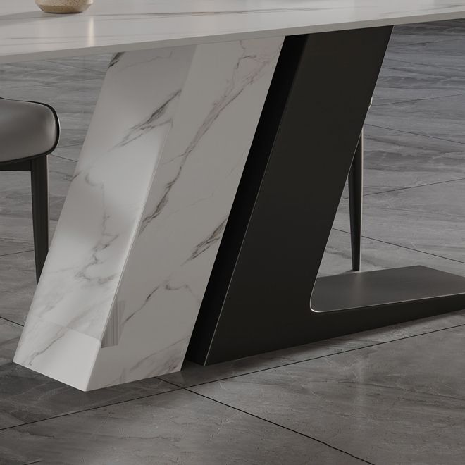 Luxury Sintered Stone Dining Table Rectangle White Table with Double Pedestal Base Clearhalo ' dining_table' 'Dining Tables & Seating' 'Dining Tables' 'furn' 'furn_dining_table' 'Furniture' 'furniture_dining_table' 'Kitchen & Dining Furniture' 'kitchen&dining_furn' 'kitchen' 'kitchen_dining_table' 1200x1200_dfffd683-3e07-4d75-b747-7a5450089c3a