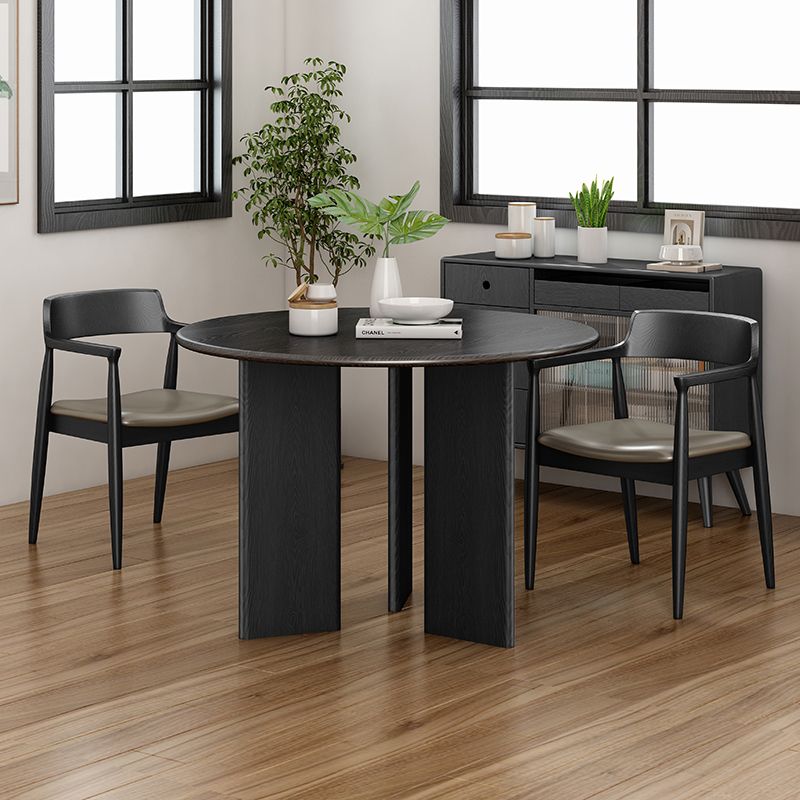 Table à manger ronde de style moderne Table à manger en bois massif en noir