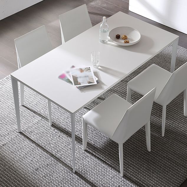 Contemporary Sintered Stone Top White Dining Table Rectangle Shape Dining Table with 4 Legs Base Clearhalo ' dining_table' 'Dining Tables & Seating' 'Dining Tables' 'Furniture' 'furniture_dining_table' 'Kitchen & Dining Furniture' 'kitchen&dining_furn' 'kitchen' 'kitchen_dining_table' 1200x1200_e0008148-4fd7-41ed-84d0-b769a2735e8b