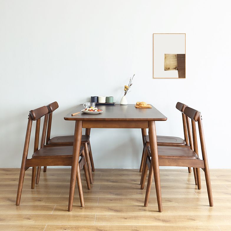 Minimalist Standard Khaki Dining Set Rectangle Shape Solid Wood Dining Set with 4 Legs Base Clearhalo 'Dining Room Sets' 'Dining Tables & Seating' 'dining_room_set' 'furn' 'furn_dining_room_set' 'Furniture' 'furniture_dining_room_set' 'Kitchen & Dining Furniture' 'kitchen&dining_furn' 'kitchen' 1200x1200_e0017f44-5cfd-403b-9b28-bf19aa2b6ebd