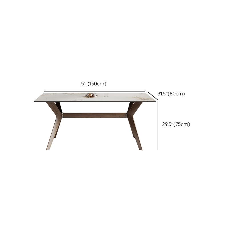 Modern Dining Table Sintered Stone Dinner Table with Wooden Base