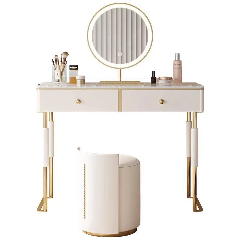 Glam make-up ijdelheid met 2 opbergladen witte hout ijdelheid set, 15,74 "breed