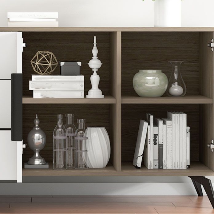 Console TV in legno contemporanea da 16 "D Wooden Console chiusa TV stand con 3-cassetto