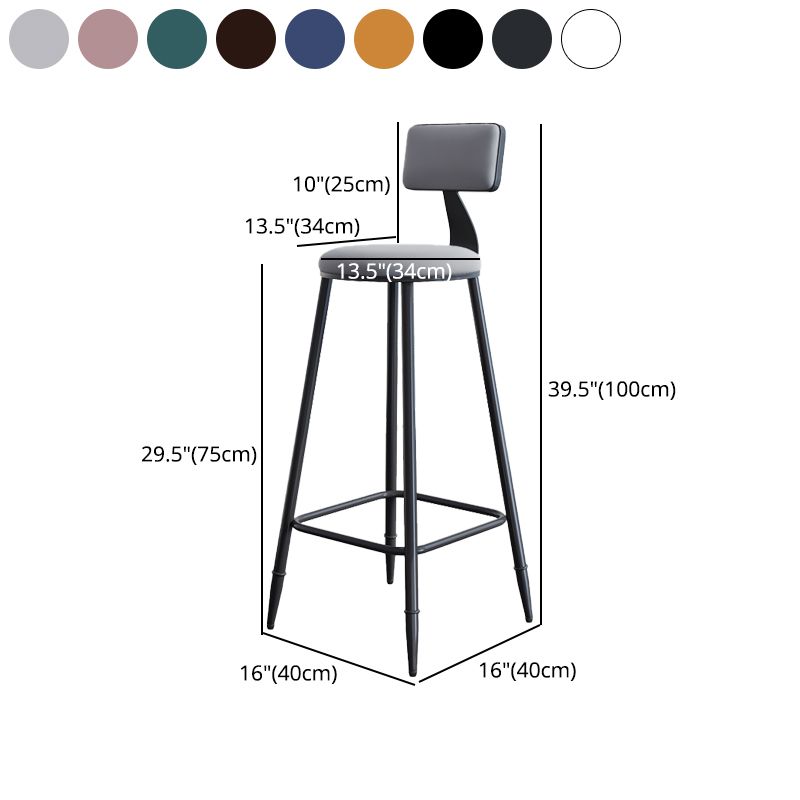 Modern Armless Backrest Counter Stool Iron Kitchen Bar Stool with Cushion Clearhalo 'Bar Furniture' 'Bar Stools' 'bar_stools' 'furn' 'furn_bar_stools' 'Furniture' 'furniture_bar_stools' 'Kitchen & Dining Furniture' 1200x1200_e0075c1f-86db-4d50-a074-57f11a468281