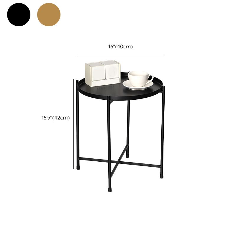 Round Shape Accent Side Table Metal Contemporary with Storage End Table