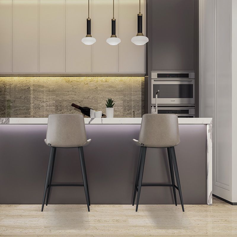 Faux Leather Upholstered Stools Low Back Bar Stools with Metal Base Clearhalo 'Bar Furniture' 'Bar Stools' 'bar_stools' 'furn' 'furn_bar_stools' 'Furniture' 'Kitchen & Dining Furniture' 1200x1200_e0085b13-fcbf-41ad-bb90-8727f4c9d0e2