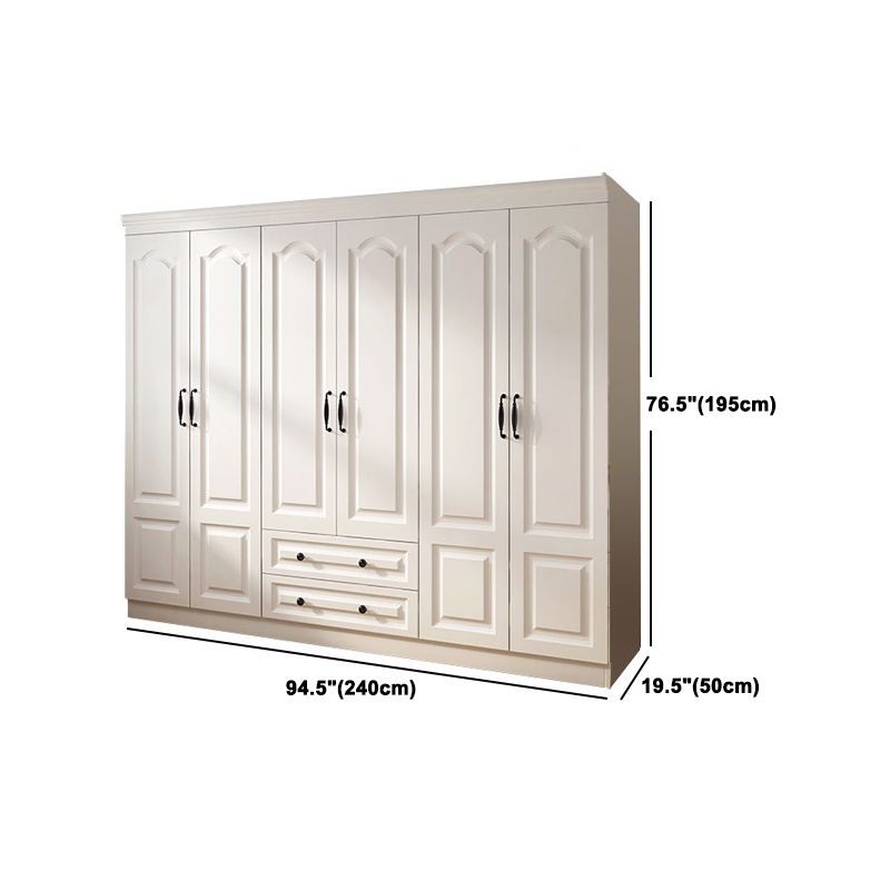Contemporary White Wardrobe Cabinet Engineered Wood Storage Cabinet Clearhalo 'Armoires & Wardrobes' 'armoires_wardrobes' 'Bedroom Furniture' 'furn' 'furn_armoires_wardrobes' 'Furniture' 1200x1200_e0097bd4-1414-428e-884c-03e160b0d78b