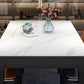 Rectangle 4 Legs Table Mid-Century Modern White Tone Fixed Table of Sintered Stone Clearhalo ' dining_table' 'Dining Tables & Seating' 'Dining Tables' 'furn' 'furn_dining_table' 'Furniture' 'furniture_dining_table' 'Kitchen & Dining Furniture' 'kitchen&dining_furn' 'kitchen' 'kitchen_dining_table' 1200x1200_e00a58d8-a5cd-4ce0-9e6b-43cba9adc214