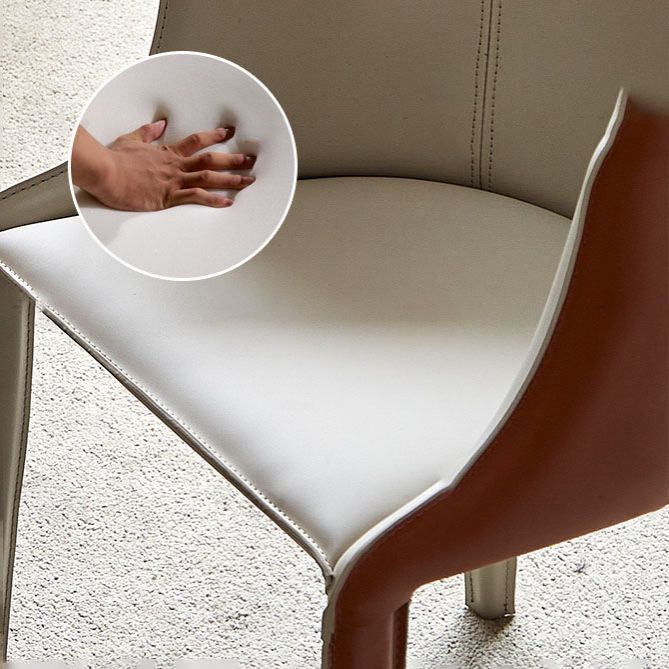 Leather Contemporary Dining Chair Metal Dining Room Solid Back Chair with Arm Clearhalo ' kitchen&dining_furn' 'Dining Chairs' 'Dining Tables & Seating' 'dining_chair' 'furn' 'furn_dining_chair' 'Furniture' 'furniture_dining_chair' 'Kitchen & Dining Furniture' 'kitchen' 1200x1200_e00bd257-8d5e-4ac0-8418-5664fc2b9183