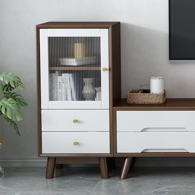 Rubberwood glazen deur accentkast 2 - lade 19,7 "W zijkast