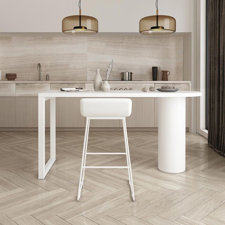 Contemporary Pub Table Free Form Solid Wood Bar Table for Small Places