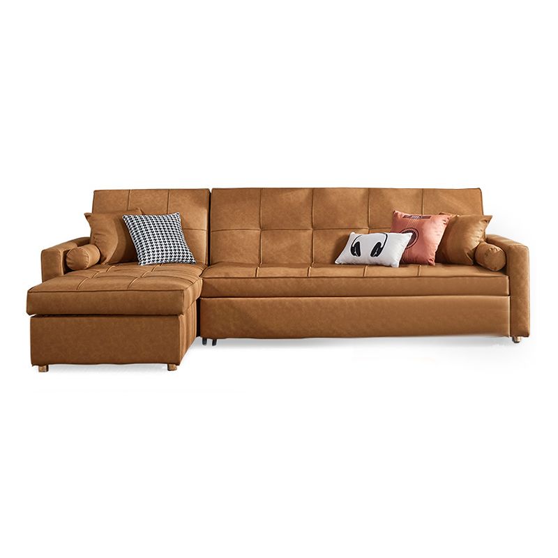 Square Arm Tan Removable Cushions Storage Manual L-Shape Sectional Sofa Bed Clearhalo 'furn' 'furn_sectionals' 'Furniture' 'furniture_sectionals' 'Living Room Furniture' 'Sectionals' 1200x1200_e00d9791-4851-49cf-a5c1-1378f90b8df3
